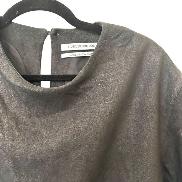 PUBLIC SCHOOL Lambskin Leather Mini Dress Black Small - Picture 4 of 4